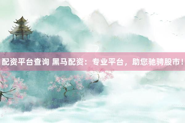 配资平台查询 黑马配资：专业平台，助您驰骋股市！