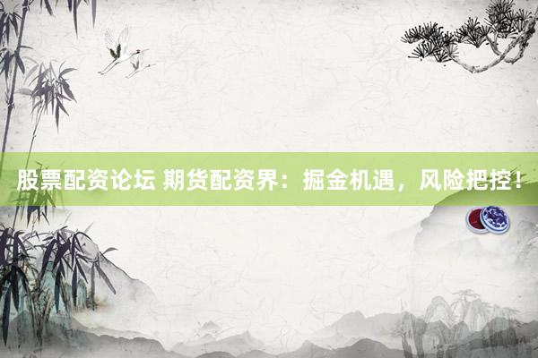 股票配资论坛 期货配资界：掘金机遇，风险把控！