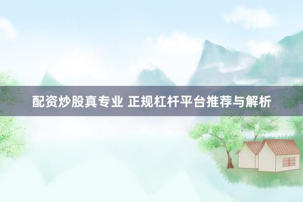 配资炒股真专业 正规杠杆平台推荐与解析