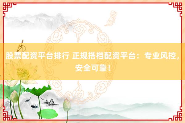 股票配资平台排行 正规搭档配资平台：专业风控，安全可靠！